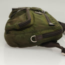 PRADA Waist bag Nylon Khaki Silver Auth ki5828-3