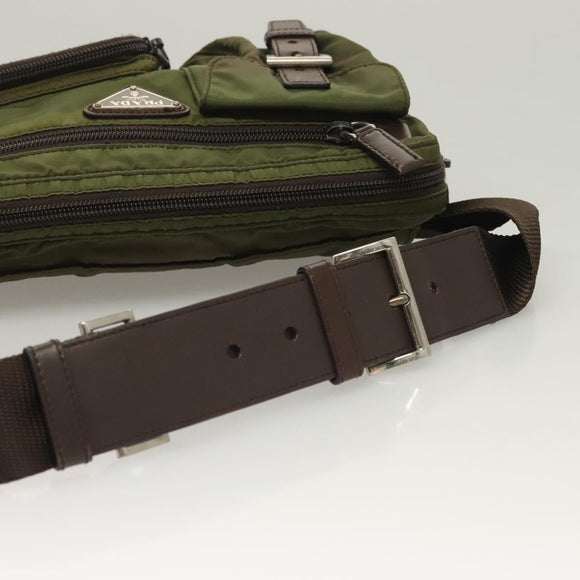 PRADA Waist bag Nylon Khaki Silver Auth ki5828