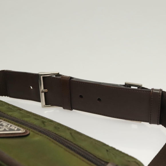 PRADA Waist bag Nylon Khaki Silver Auth ki5828