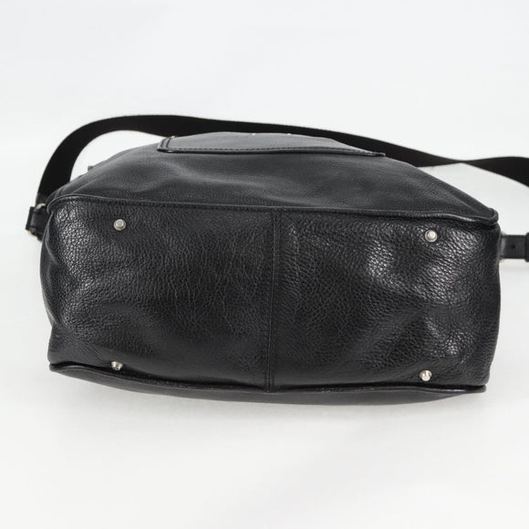 Chloe Tote Bag Leather Black Silver Auth ki5834