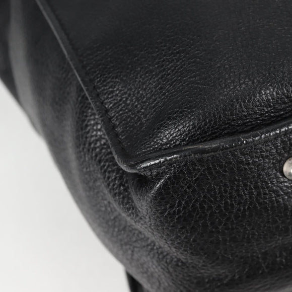 Chloe Tote Bag Leather Black Silver Auth ki5834