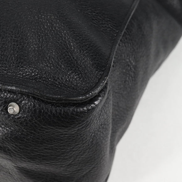 Chloe Tote Bag Leather Black Silver Auth ki5834