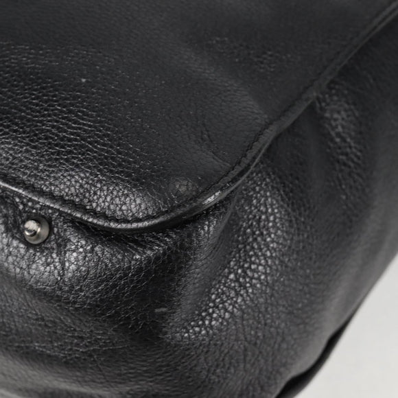 Chloe Tote Bag Leather Black Silver Auth ki5834