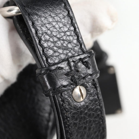 Chloe Tote Bag Leather Black Silver Auth ki5834