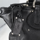 Chloe Tote Bag Leather Black Silver Auth ki5834-20