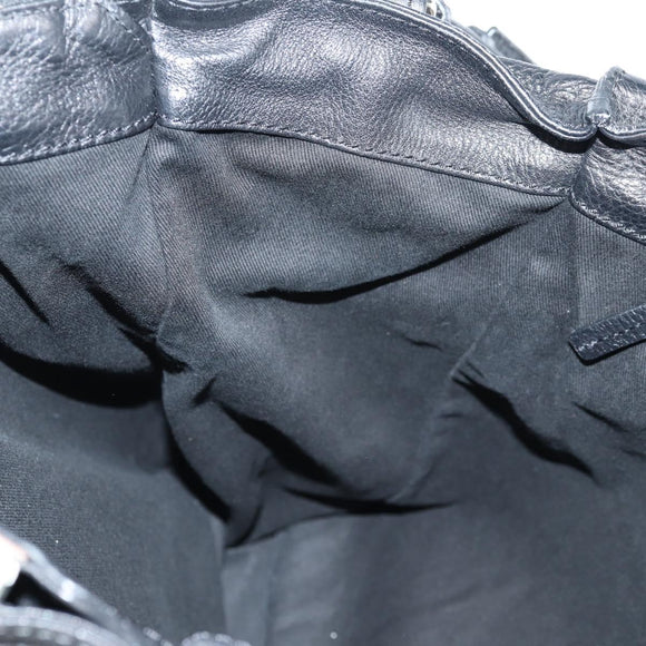 Chloe Tote Bag Leather Black Silver Auth ki5834