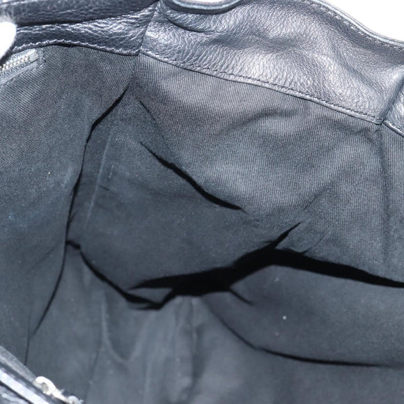 Chloe Tote Bag Leather Black Silver Auth ki5834