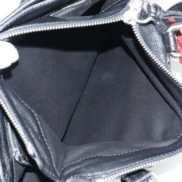 Chloe Tote Bag Leather Black Silver Auth ki5834