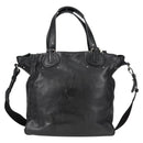 Chloe Tote Bag Leather Black Silver Auth ki5834-2