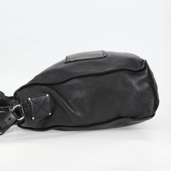 Chloe Tote Bag Leather Black Silver Auth ki5834