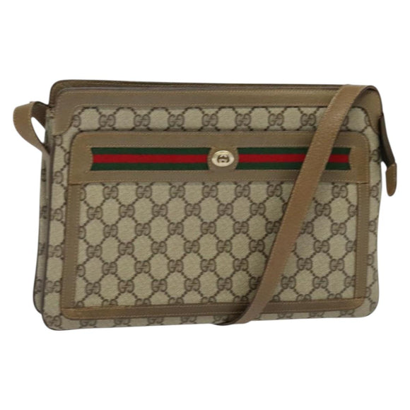GUCCI GG Supreme Web Sherry Line Shoulder Bag PVC Beige 41 02 090 Auth ki5836
