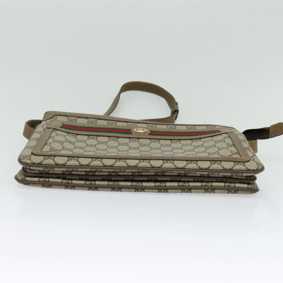 GUCCI GG Supreme Web Sherry Line Shoulder Bag PVC Beige 41 02 090 Auth ki5836