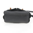 GUCCI Bamboo Hand Bag Suede 2way Black Gold 007 1793 0238 Auth ki5837-5
