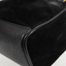 GUCCI Bamboo Hand Bag Suede 2way Black Gold 007 1793 0238 Auth ki5837-16