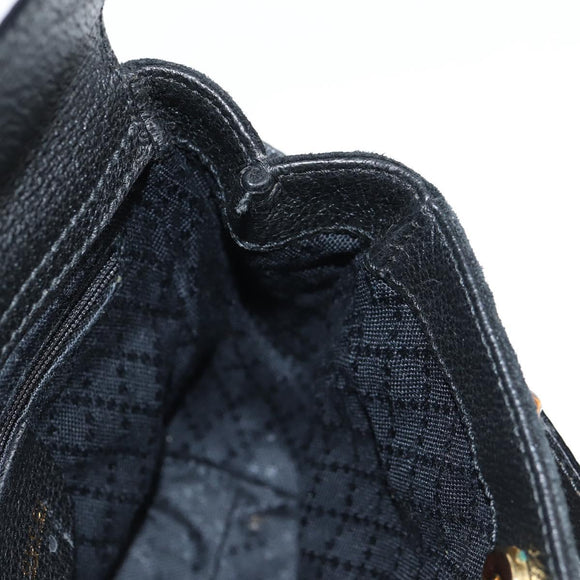 GUCCI Bamboo Hand Bag Suede 2way Black Gold 007 1793 0238 Auth ki5837
