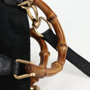 GUCCI Bamboo Hand Bag Suede 2way Black Gold 007 1793 0238 Auth ki5837-14