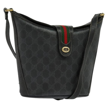 GUCCI GG Supreme Web Sherry Line Shoulder Bag PVC Black 904 02 081 Auth ki5838