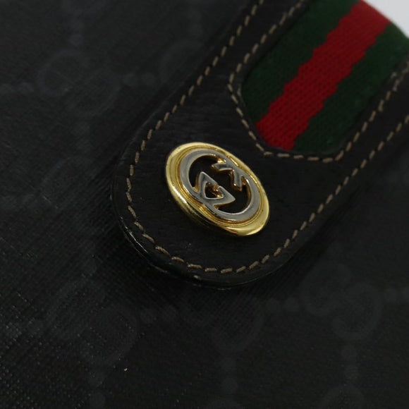 GUCCI GG Supreme Web Sherry Line Shoulder Bag PVC Black 904 02 081 Auth ki5838