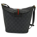 GUCCI GG Supreme Web Sherry Line Shoulder Bag PVC Black 904 02 081 Auth ki5838-3