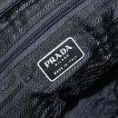 PRADA Tote Bag Nylon Leather Black Silver Auth ki5841-18