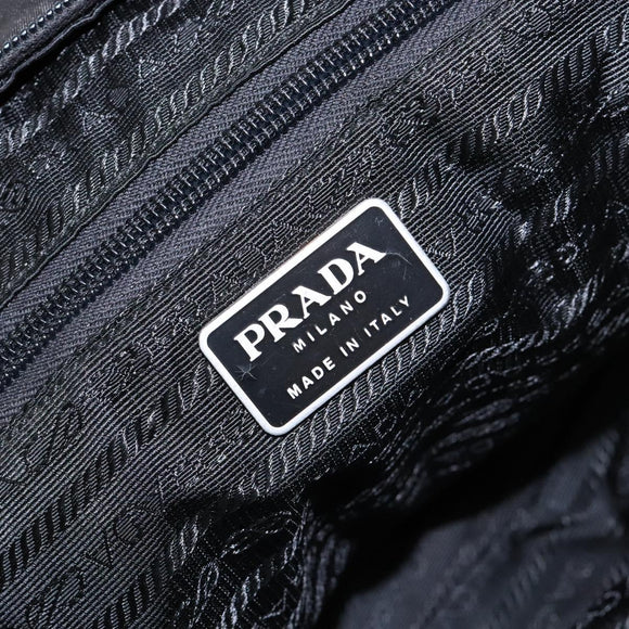 PRADA Tote Bag Nylon Leather Black Silver Auth ki5841