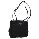 PRADA Tote Bag Nylon Leather Black Silver Auth ki5841-1