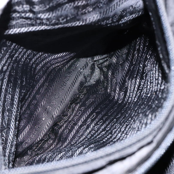 PRADA Tote Bag Nylon Leather Black Silver Auth ki5841