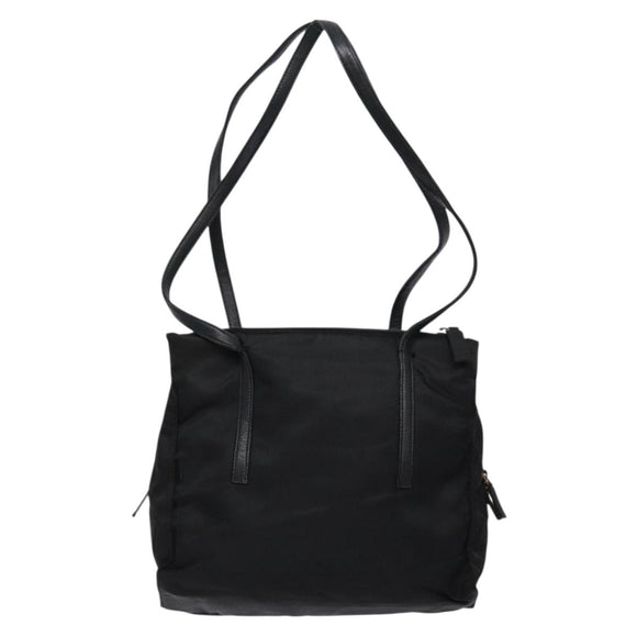 PRADA Tote Bag Nylon Leather Black Silver Auth ki5841