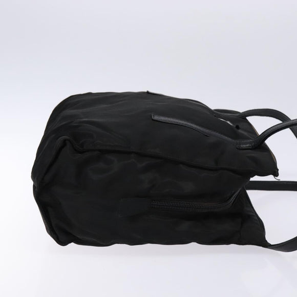PRADA Tote Bag Nylon Leather Black Silver Auth ki5841