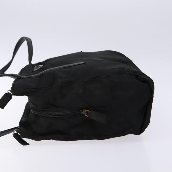 PRADA Tote Bag Nylon Leather Black Silver Auth ki5841