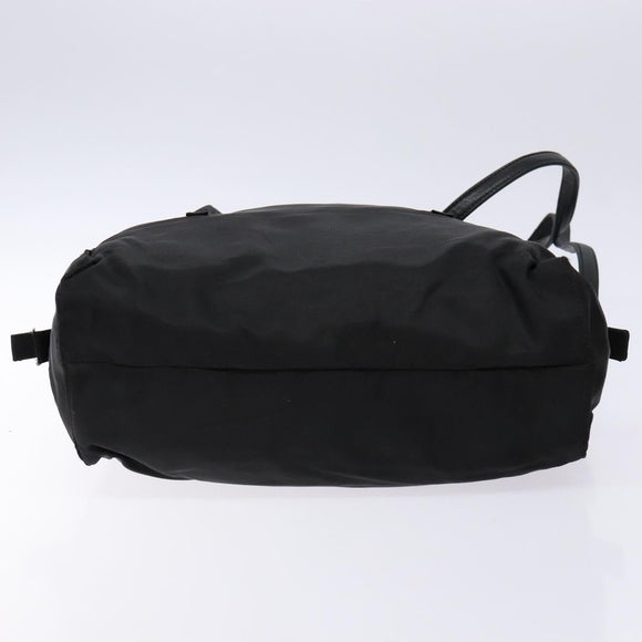 PRADA Tote Bag Nylon Leather Black Silver Auth ki5841