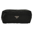 PRADA Clutch Bag Nylon Leather Black Silver Auth ki5843-13