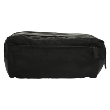 PRADA Clutch Bag Nylon Leather Black Silver Auth ki5843 - 0