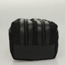 PRADA Clutch Bag Nylon Leather Black Silver Auth ki5843-3