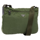 PRADA Shoulder Bag Nylon Khaki Silver Auth ki5844-1