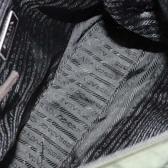 PRADA Shoulder Bag Nylon Khaki Silver Auth ki5844