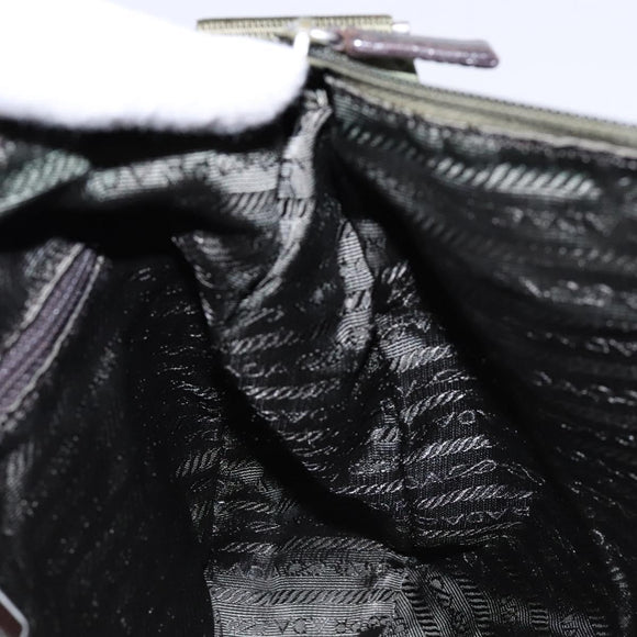PRADA Shoulder Bag Nylon Khaki Silver Auth ki5844