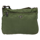 PRADA Shoulder Bag Nylon Khaki Silver Auth ki5844-13