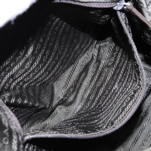 PRADA Shoulder Bag Nylon Khaki Silver Auth ki5844