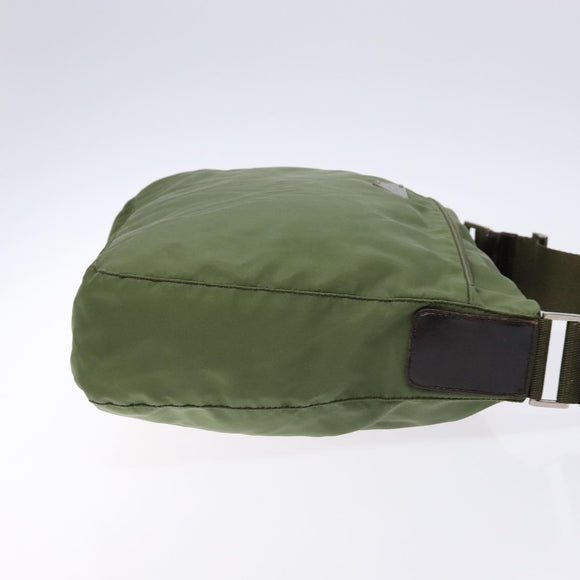 PRADA Shoulder Bag Nylon Khaki Silver Auth ki5844