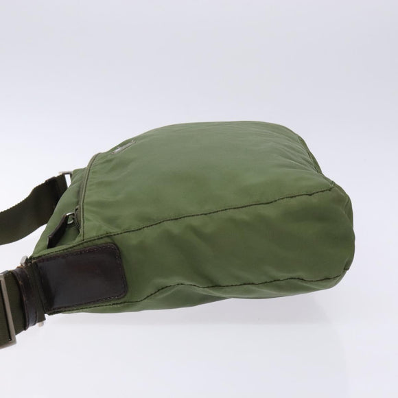 PRADA Shoulder Bag Nylon Khaki Silver Auth ki5844
