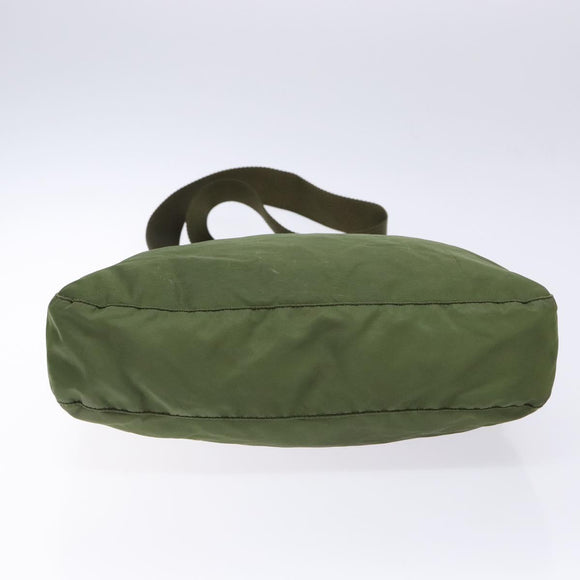 PRADA Shoulder Bag Nylon Khaki Silver Auth ki5844