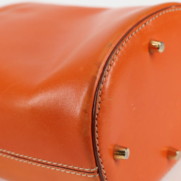 PRADA Shoulder Bag Leather 2way Orange Gold Auth ki5845