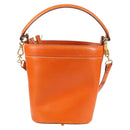 PRADA Shoulder Bag Leather 2way Orange Gold Auth ki5845-2