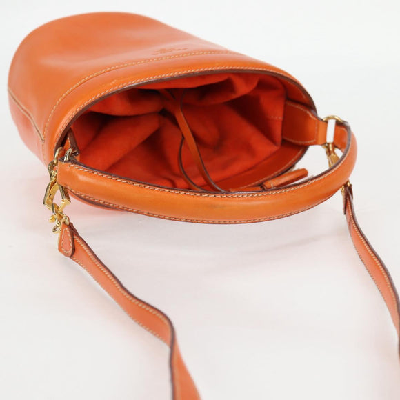 PRADA Shoulder Bag Leather 2way Orange Gold Auth ki5845