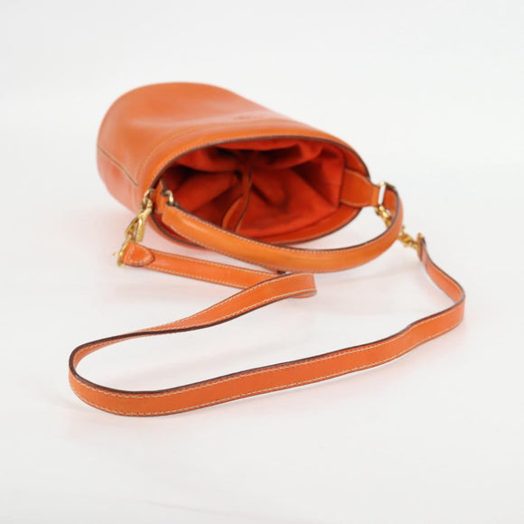 PRADA Shoulder Bag Leather 2way Orange Gold Auth ki5845