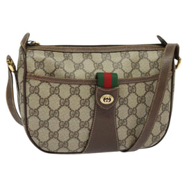 GUCCI GG Supreme Web Sherry Line Shoulder Bag PVC Beige 39 02 032 Auth ki5847