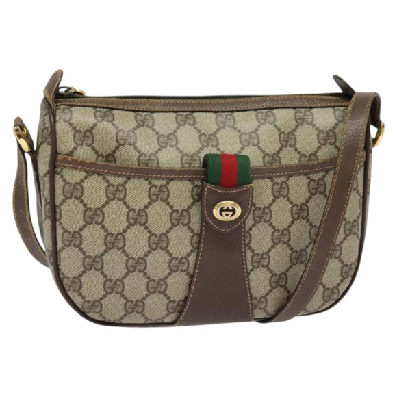 GUCCI GG Supreme Web Sherry Line Shoulder Bag PVC Beige 39 02 032 Auth ki5847
