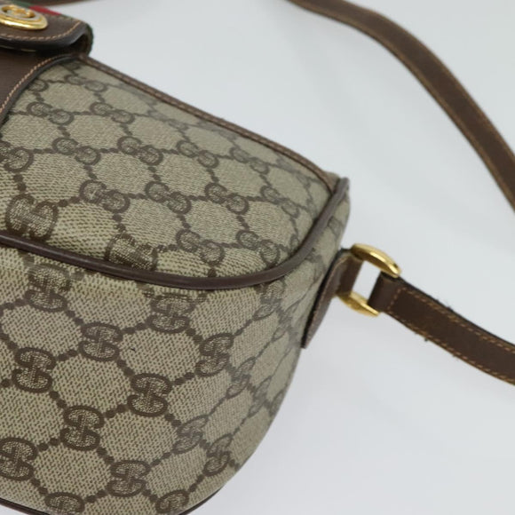 GUCCI GG Supreme Web Sherry Line Shoulder Bag PVC Beige 39 02 032 Auth ki5847