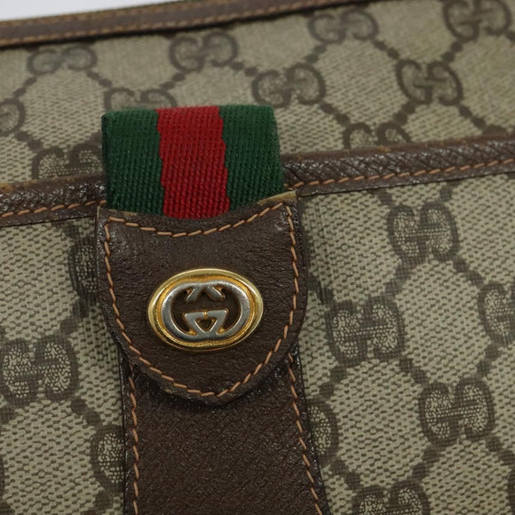 GUCCI GG Supreme Web Sherry Line Shoulder Bag PVC Beige 39 02 032 Auth ki5847